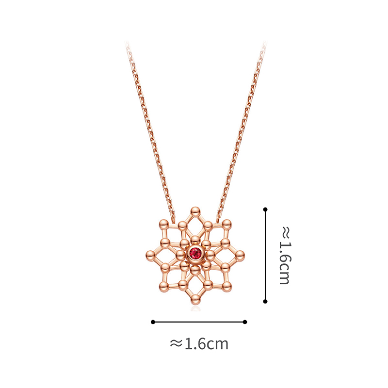 六福珠寶18K金頸鏈 - "閃動星圈"18K玫瑰金紅寶石頸鏈(三種變化款式)