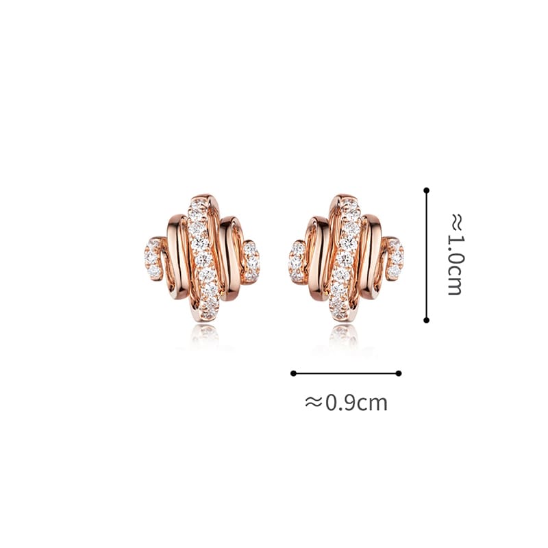六福珠寶18K金耳環 - "旋鑽"18K玫瑰金鑽石耳環