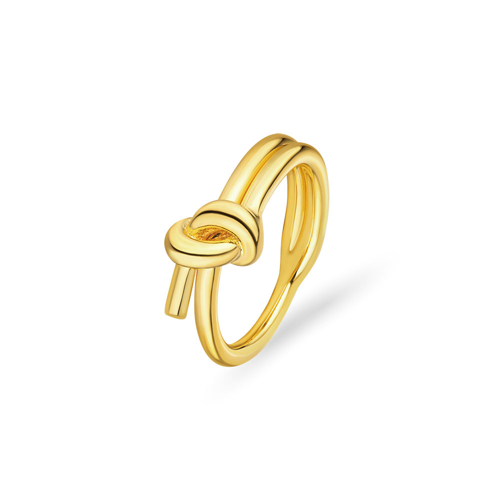 六福珠寶黃金戒指 - "簡夏"巧結造型黃金戒指