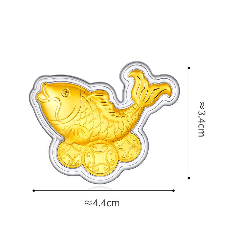 六福珠寶黃金工藝品 - "鯉魚吉祥"千足金工藝品