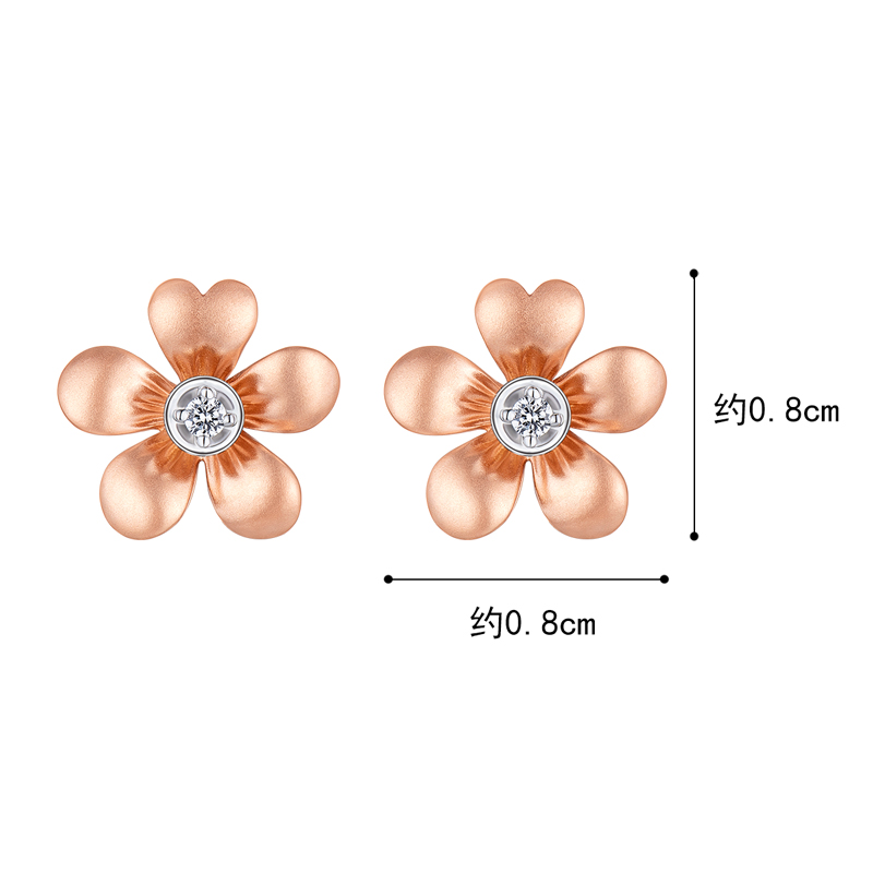 六福珠寶18K金耳環 - "春日繁花"18K金鑽石耳環–多色選擇
