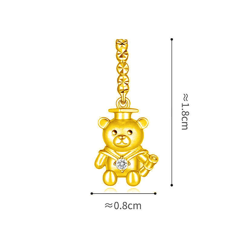 六福珠寶18K金串飾 - "畢業小熊"18K金(黃色)鑽石串飾