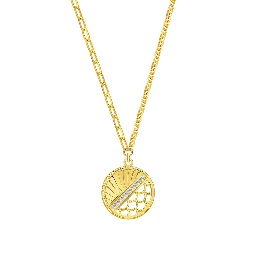 六福珠寶黃金頸鏈 - "浮光悅動"黃金鑽石頸鏈