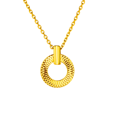 六福珠寶黃金頸鏈 - "緣份"黃金圓環頸鏈