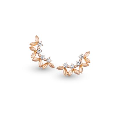 六福珠寶18K金耳環 - "幸運穀粒"18K玫瑰金鑽石耳環