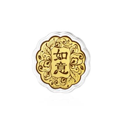 六福珠寶黃金工藝品 - "如意"千足金月餅工藝品