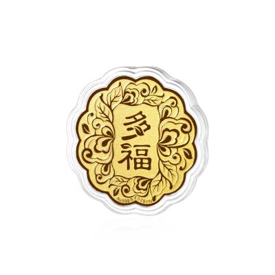 六福珠寶黃金工藝品 - "多福"千足金月餅工藝品