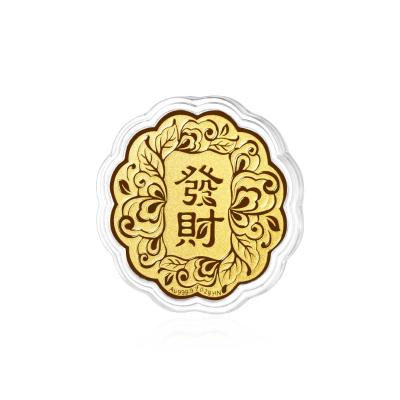 六福珠寶黃金工藝品 - "發財"千足金月餅工藝品