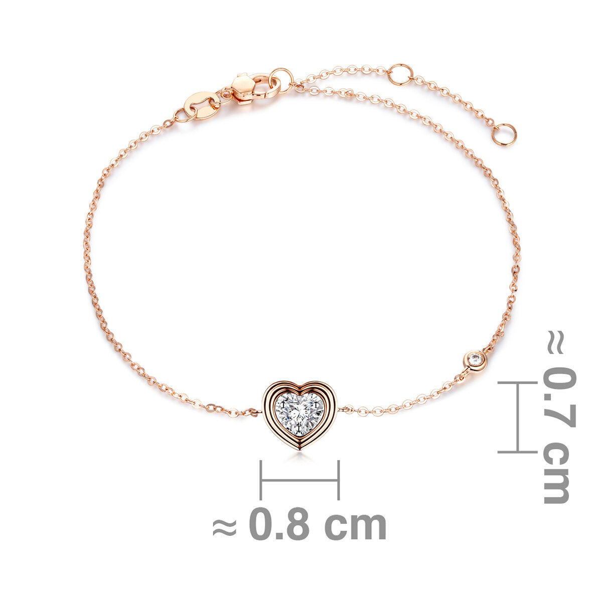 六福珠寶18K金手鏈 - "心動信號"18K金(分色)心形鑽石手鏈