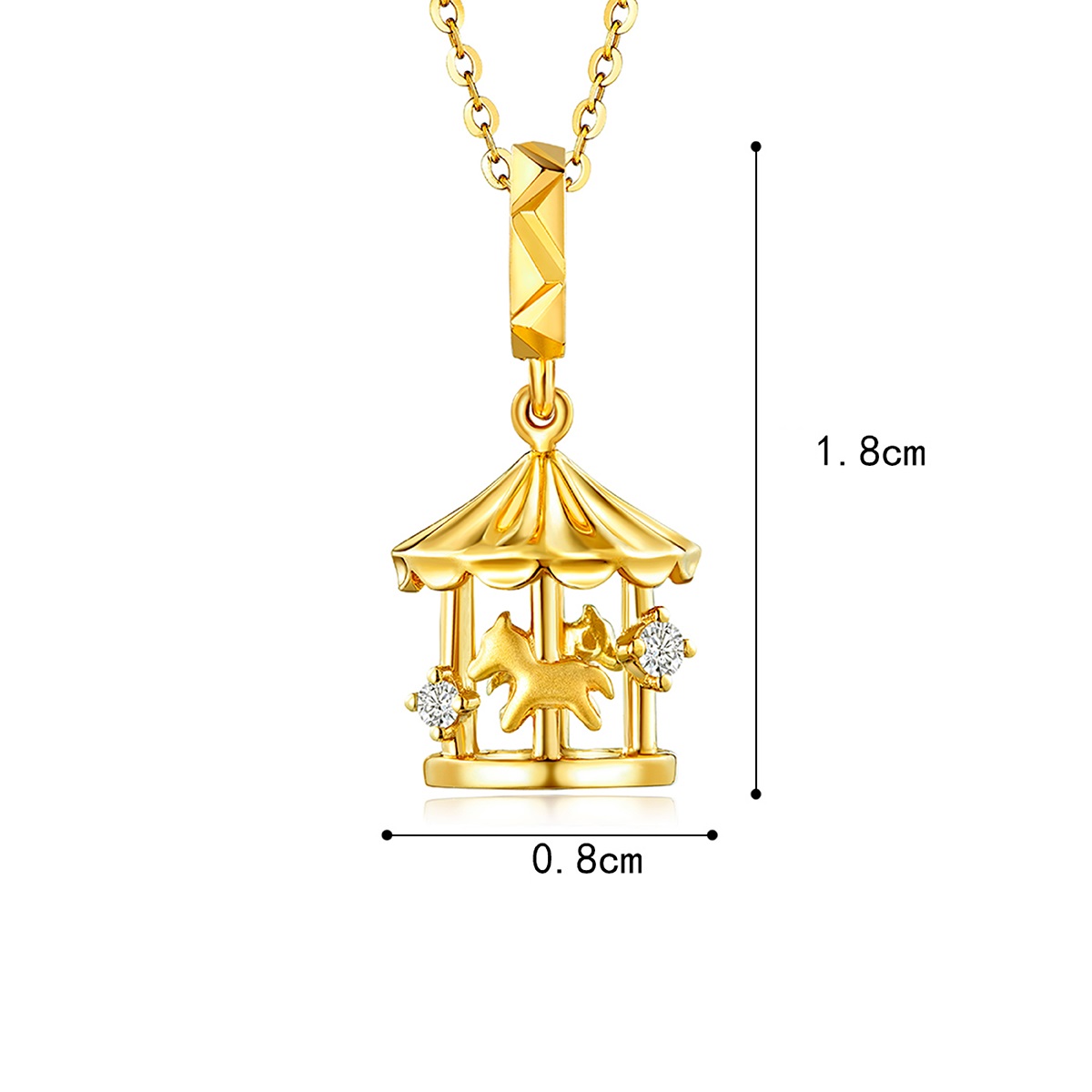 六福珠寶18K金串飾 - "旋轉木馬"18K金鑽石串飾–多色選擇