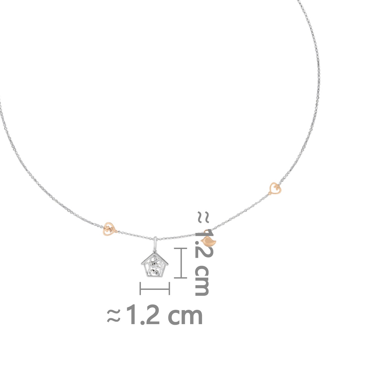 六福珠寶18K金頸鏈 - "寵心愛你-陪伴"18K金(分色)鑽石頸鏈