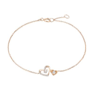 六福珠寶18K金手鏈 - “愛的迴紋”18K玫瑰金鑽石手鏈