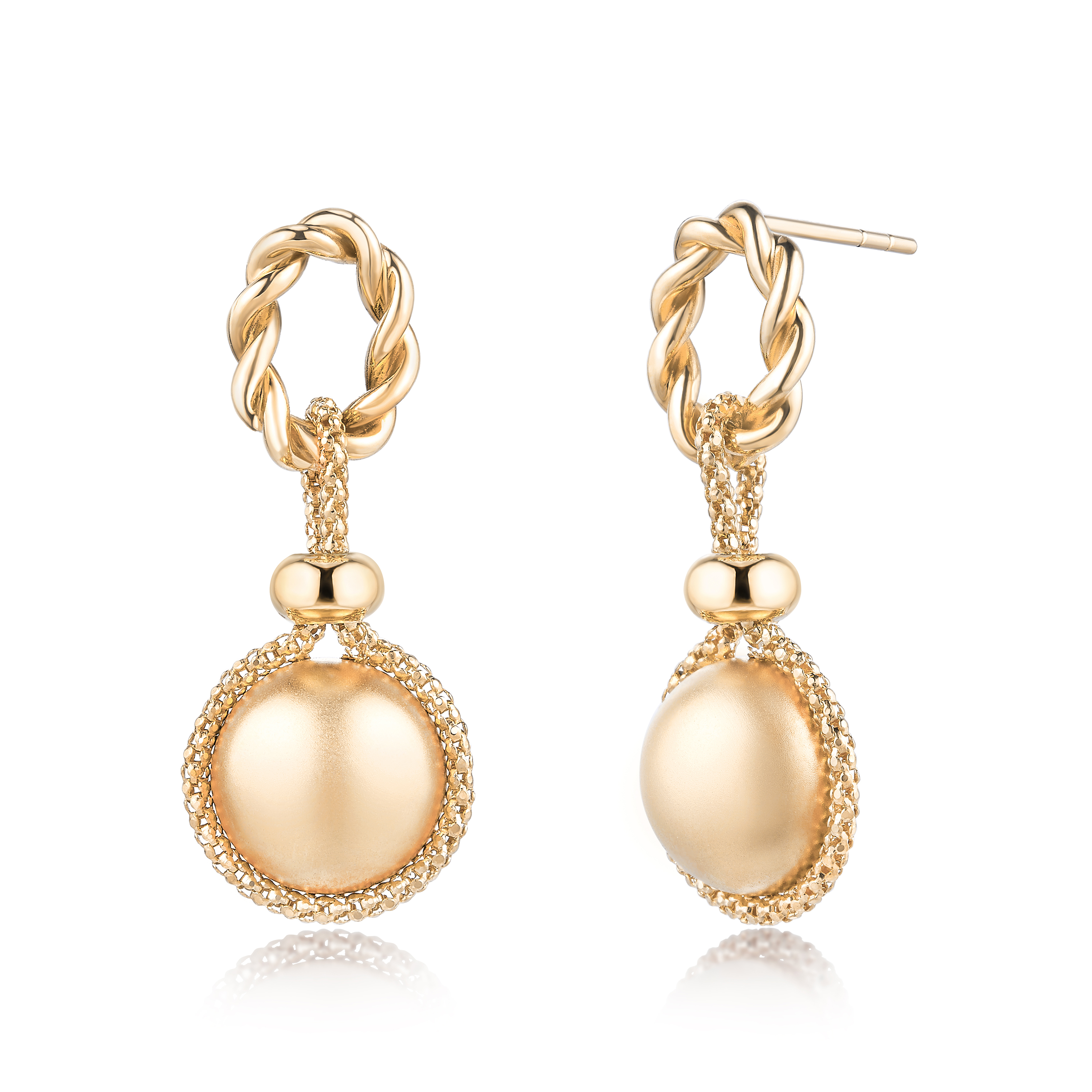 六福珠寶18K金耳環 - “華麗金珠”18K金(黃色)耳環