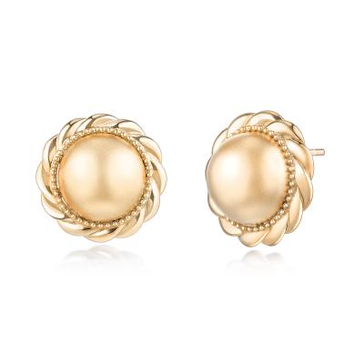六福珠寶18K金耳環 - “優雅金珠”18K金(黃色)耳環