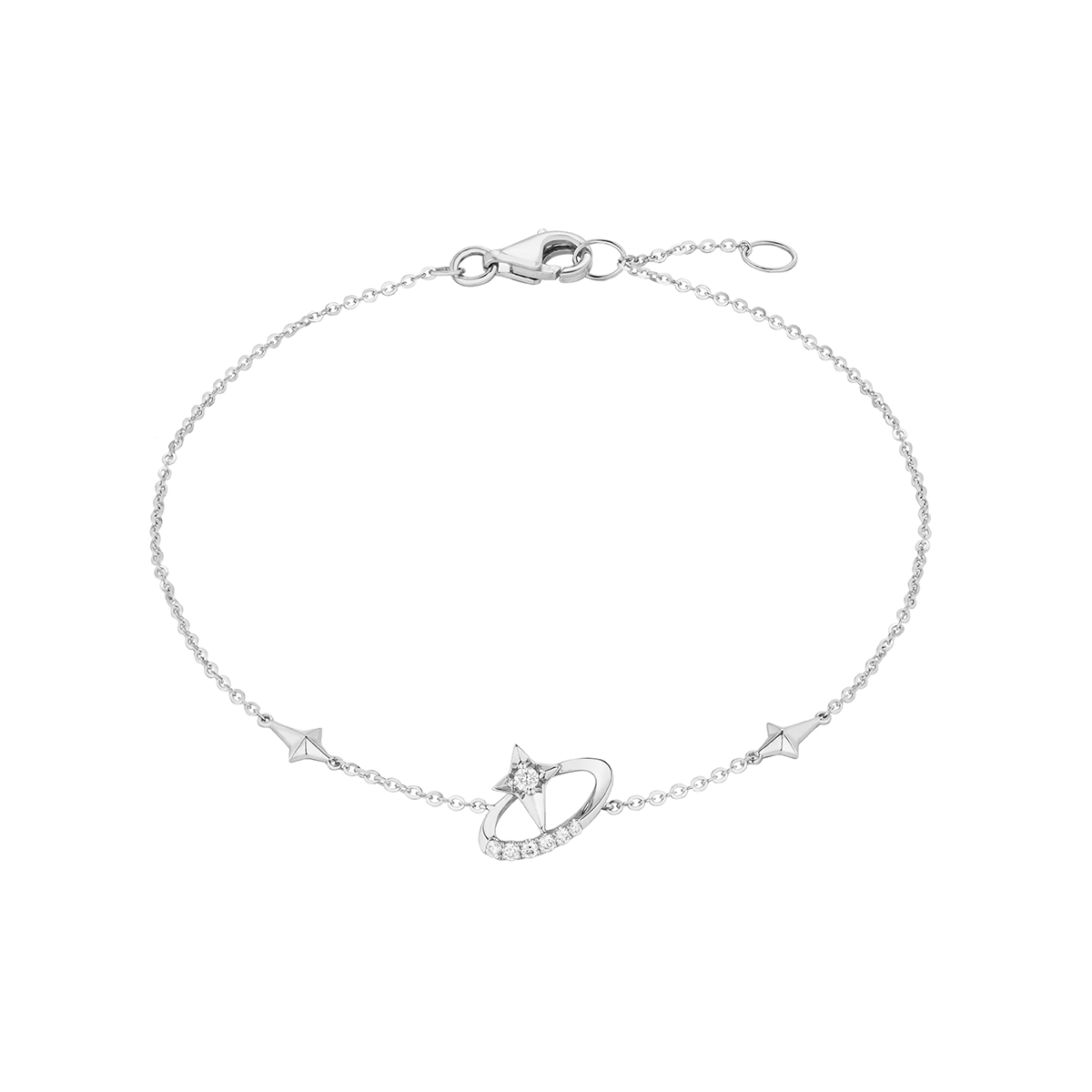 六福珠寶18K金手鏈 - "鑽環星伴"18K金(白色)鑽石手鏈