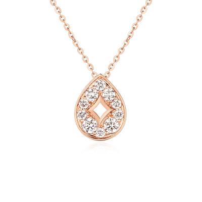 六福珠寶18K金頸鏈 - "水滴星鑽"18K玫瑰金鑽石頸鏈
