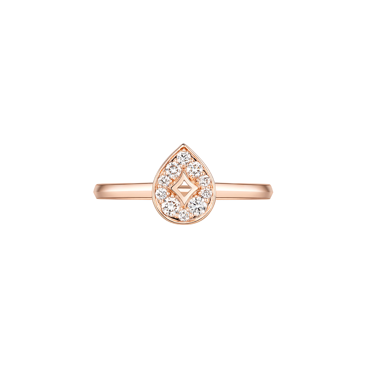 六福珠寶18K金戒指 - "水滴星鑽"18K玫瑰金鑽石戒指