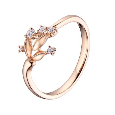 六福珠寶18K金戒指 - "幸運穀粒"18K金(白色)鑽石戒指