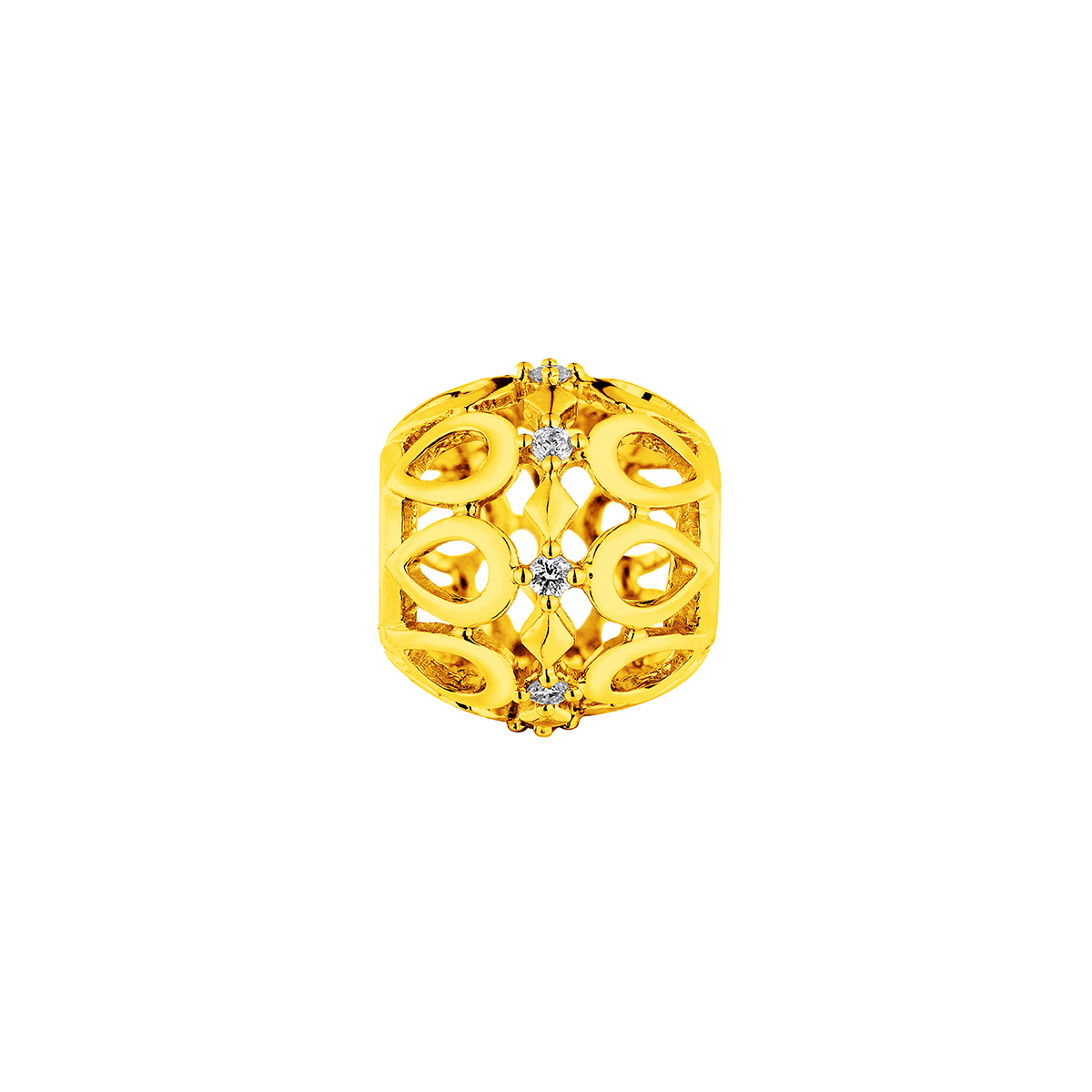 六福珠寶18K金串飾 - "水滴圖案金球"18K金鑽石串飾–多色選擇