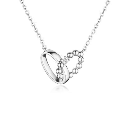 六福珠寶18K金頸鏈 - "寵心愛你-依偎"18K金鑽石頸鏈-多色選擇