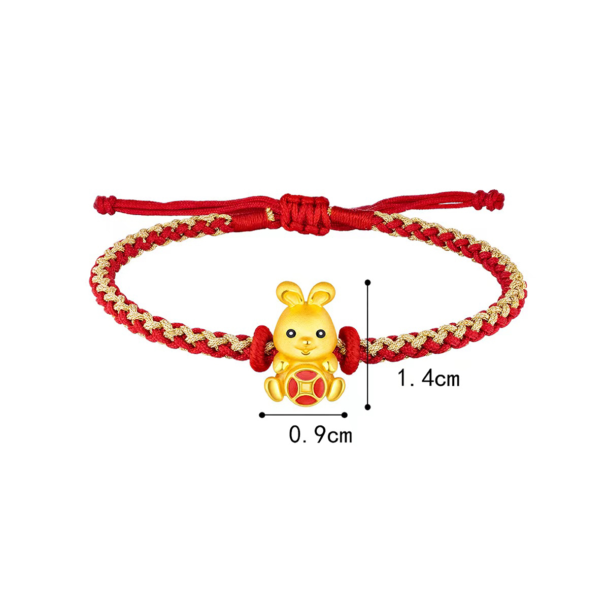 六福珠寶黃金串飾 - “發財兔”999足金串飾連手繩